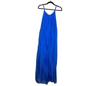 Rosemarine ITALY Silk Maxi Dress Relaxed Cobalt Blue Vacation Beach NWT Small